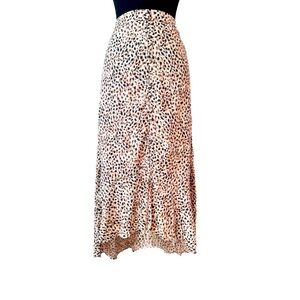 ABERCROMBIE & FITCH ~ Hi-Low Animal Print Ruffled Midi Skirt size S
